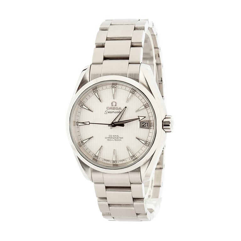 Pre-owned Omega Seamaster Aqua Terra White Dial