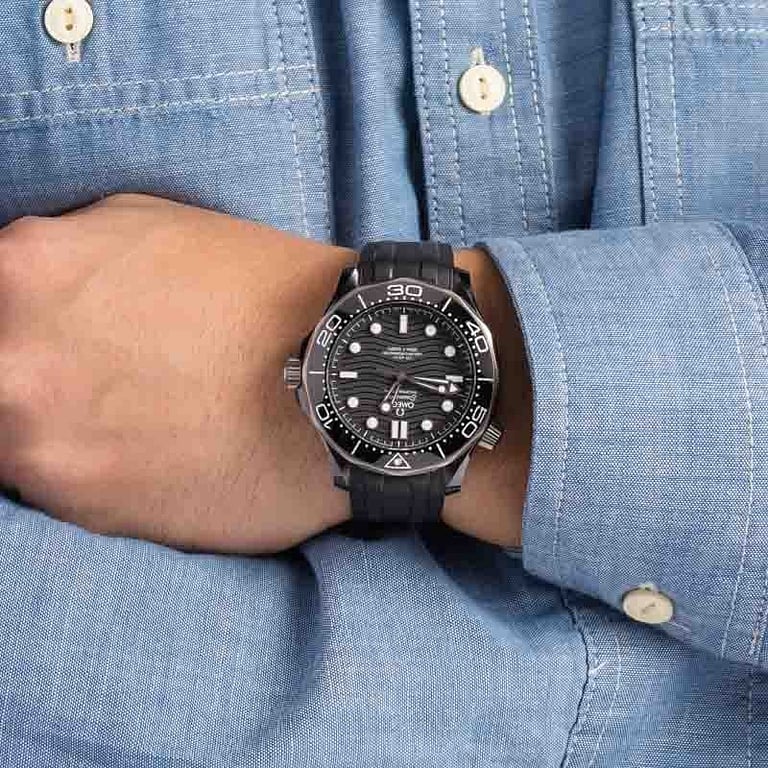 Omega Seamaster Diver 300M Black Ceramic on Rubber Strap