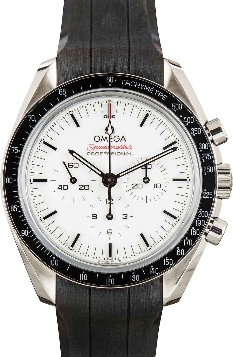 Pre-Owned White Chronograph Dial Omega Speedmaster Moonwatch Professional