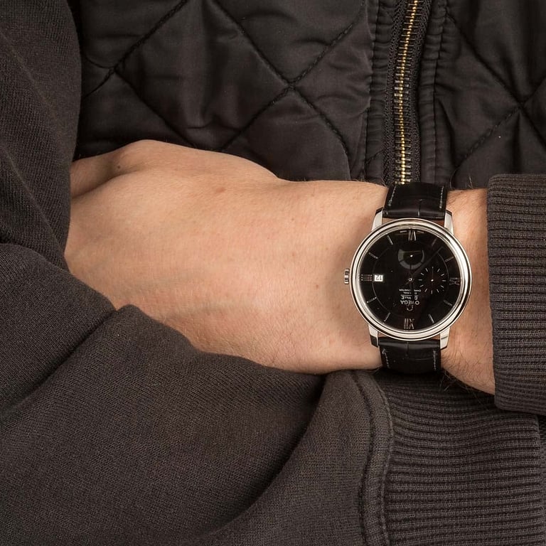 Omega De Ville Prestige Black Roman Dial & Leather Strap