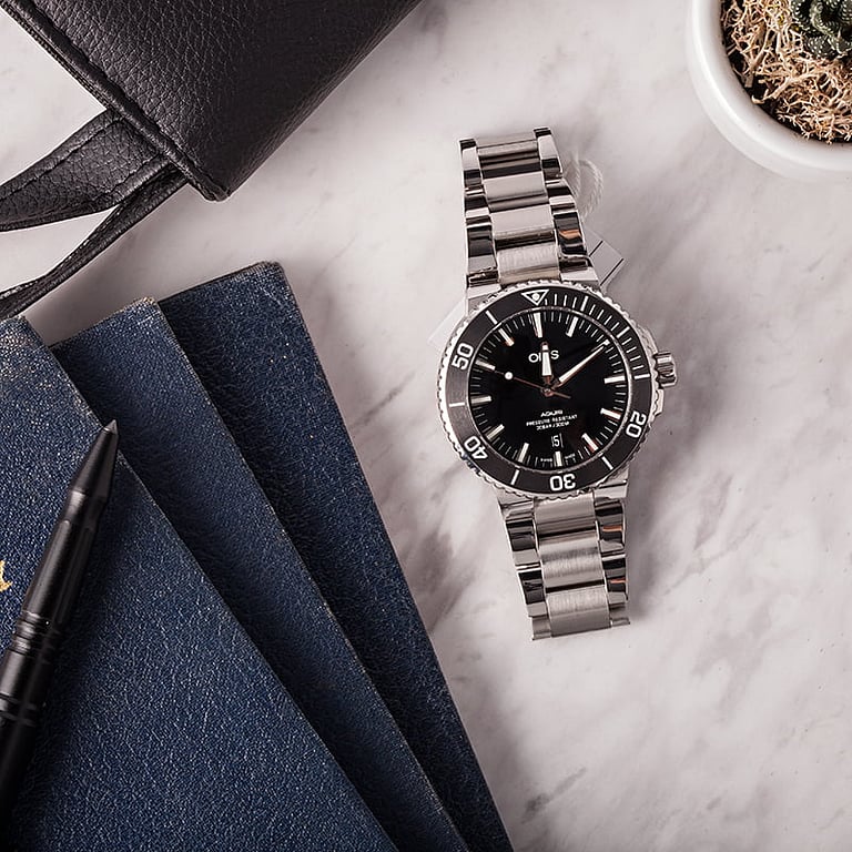 Oris Aquis Date Black Dial Steel Bracelet