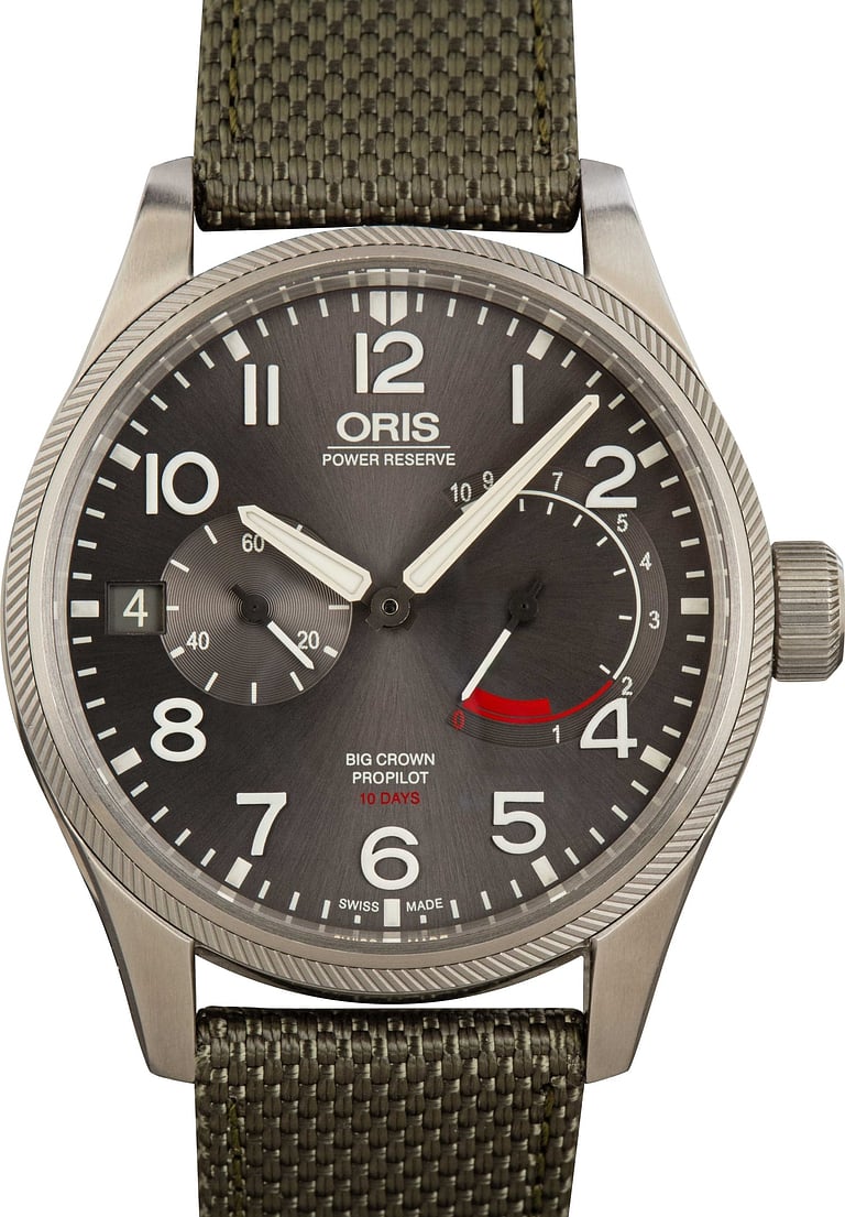 Oris Big Crown Pro Pilot Anthracite Dial Olive Textile Strap