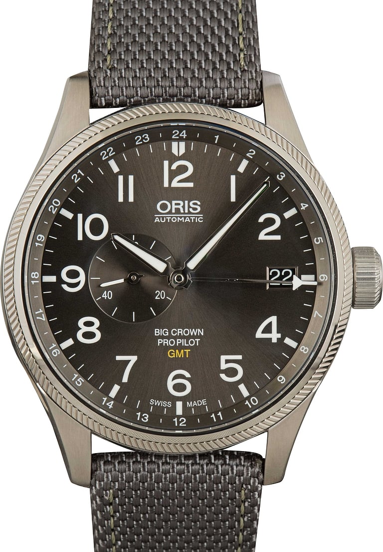 Oris Big Crown Pro Pilot GMT, Small Second Steel on Grey Strap