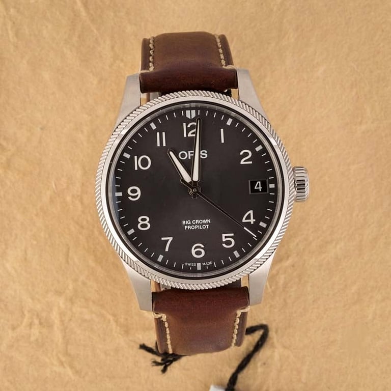 Oris Big Crown ProPilot Big Date Grey Dial & Leather Strap