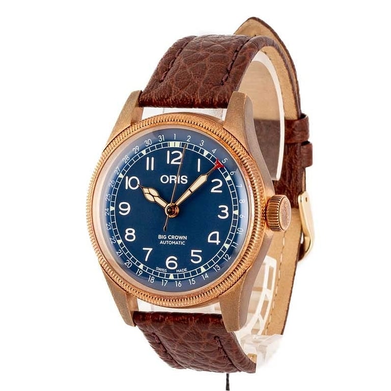 Oris Big Crown Bronze Pointer Date Blue Dial & Leather Strap