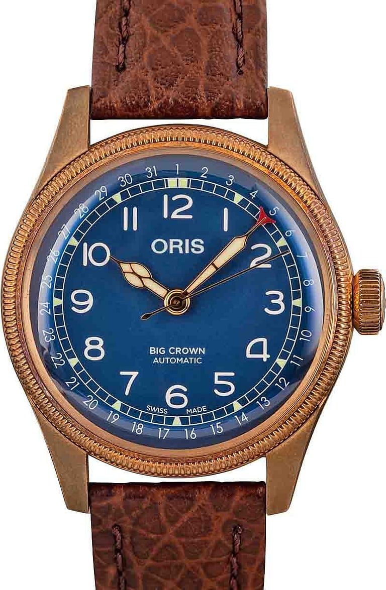 Oris Big Crown Bronze Pointer Date Blue Dial & Leather Strap