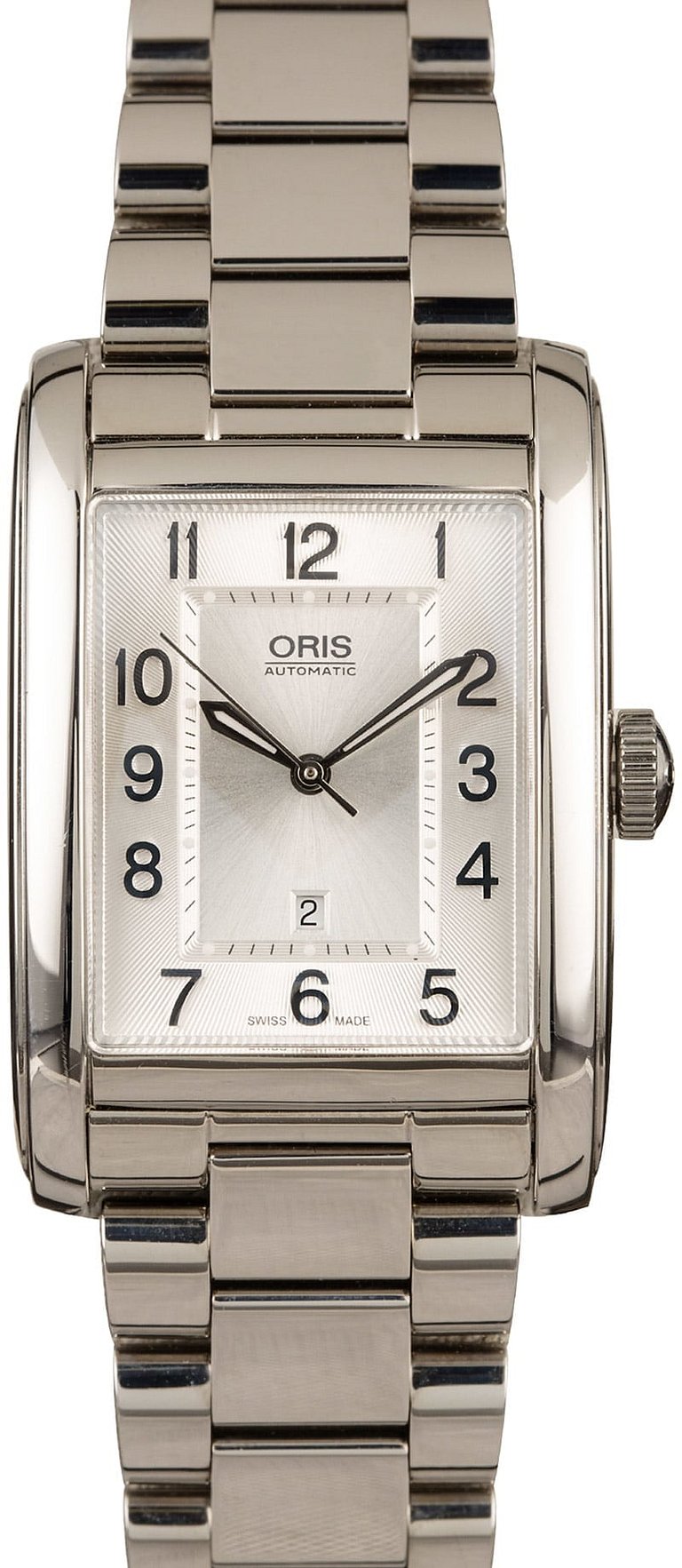 Oris Rectangular Date Silver Guilloche Dial