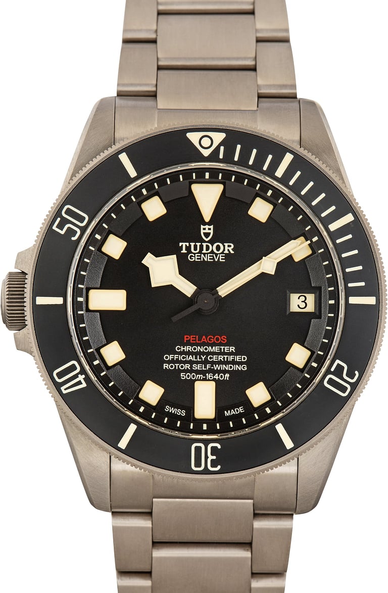Pre-Owned Black Dial Tudor Pelagos LHD Ref 25610TNL Titanium