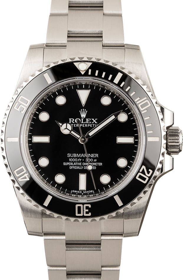 rolex submariner automatic black dial mens watch 114060