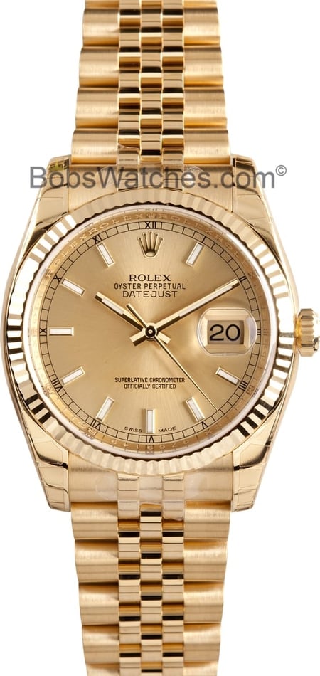 Rolex Datejust White Dial Automatic 18kt Yellow Gold Watch 116238WSJ