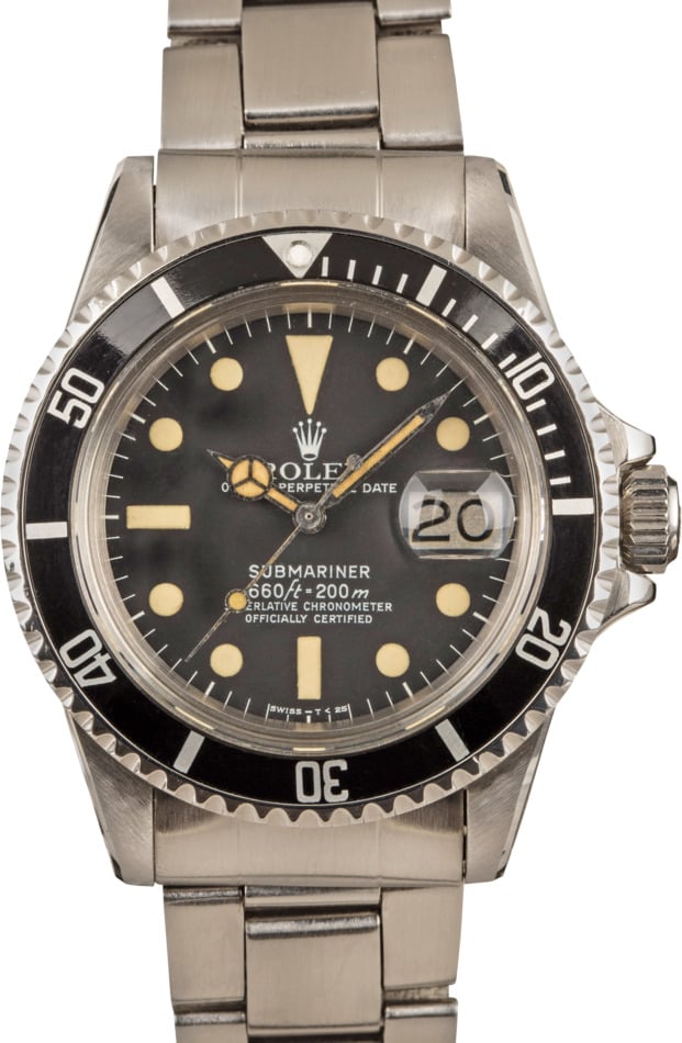 Mens Vintage Rolex Submariner 1680 Stainless Steel Black Dial