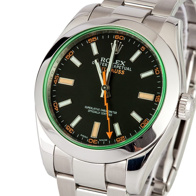 Rolex Milgauss Anniversay Green Crystal 116400GV