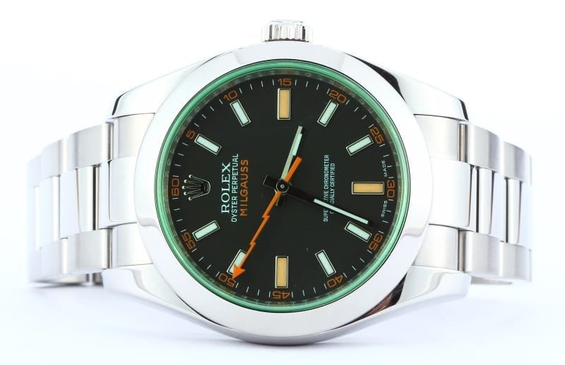 New Rolex Milgauss w/ Anniversary Green Crystal 116400GV