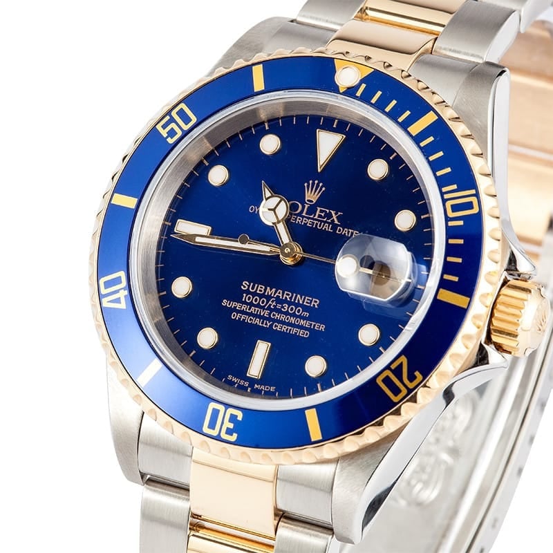 Rolex Submariner Blue 16613T Gold Clasp