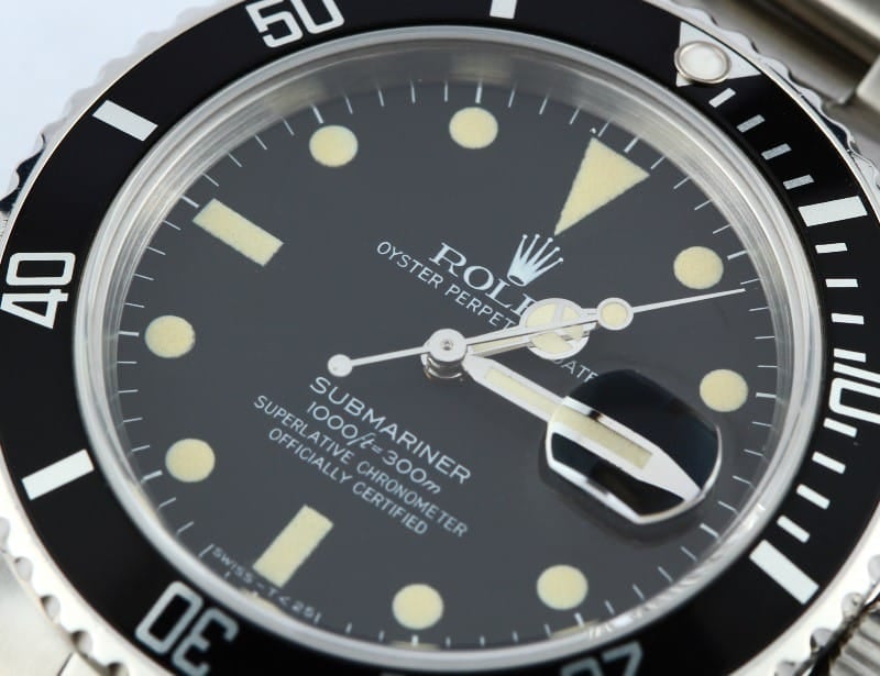 Mens Stainless Rolex Submariner 16800 Black Dial