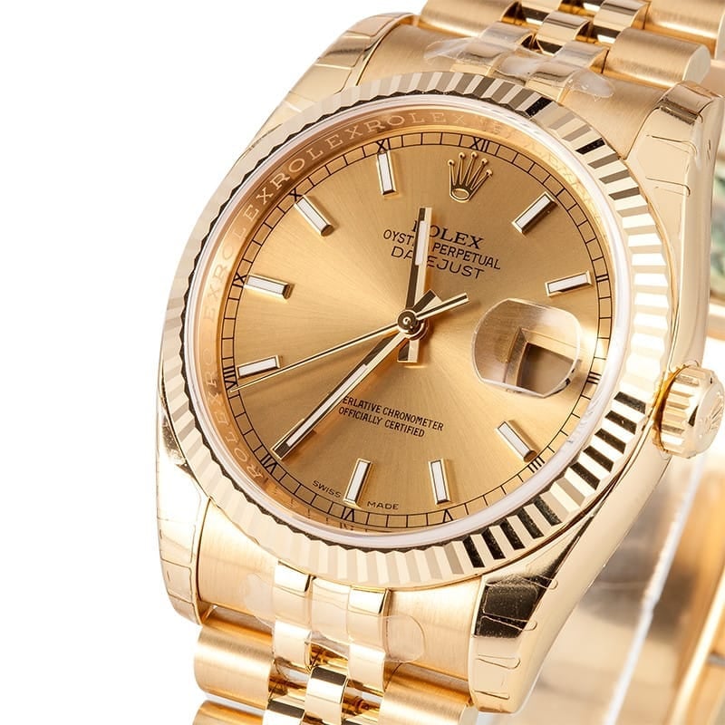 Unworn Rolex Datejust 116238 Yellow Gold Jubilee Band