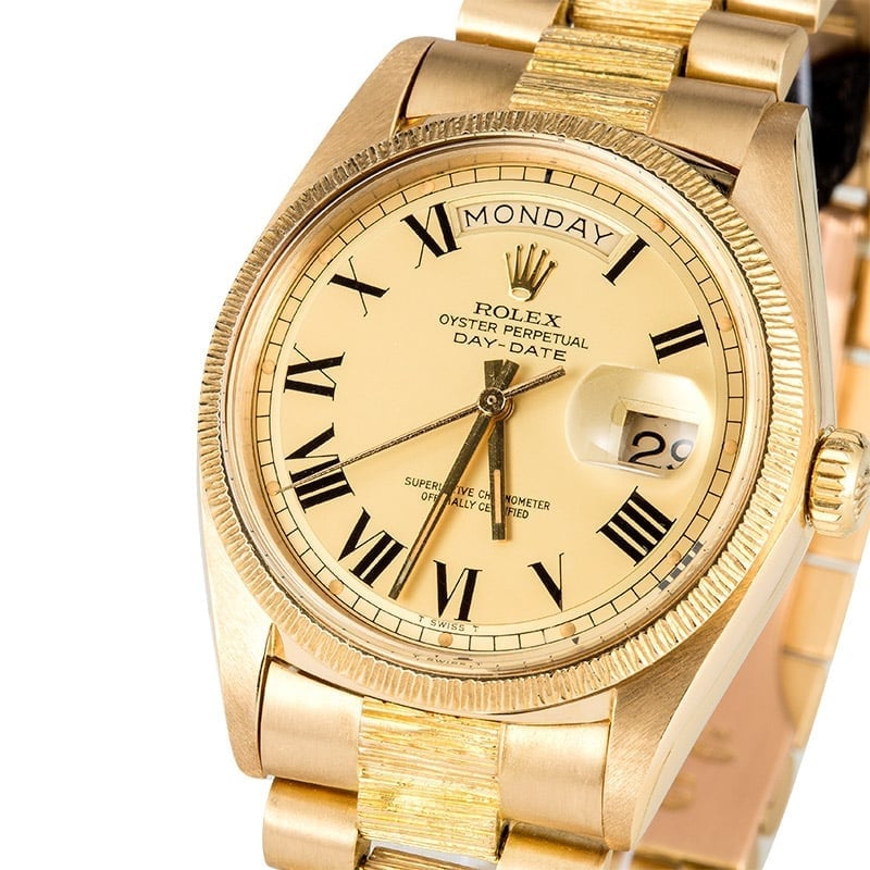 Rolex President 18k Gold Bark Finish 1807