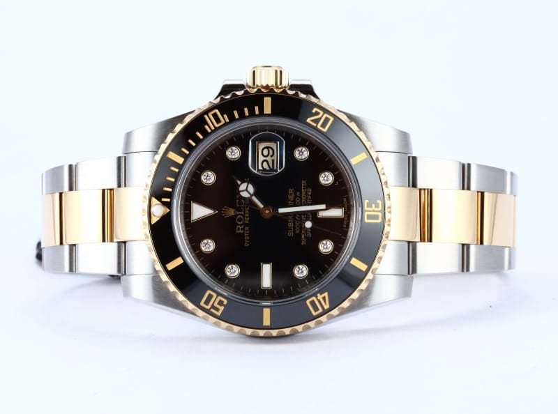 Mens Rolex Diamond Submariner 116613 Two Tone