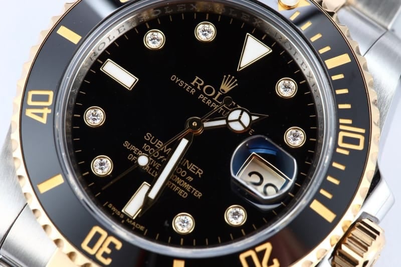 Mens Rolex Diamond Submariner 116613 Two Tone