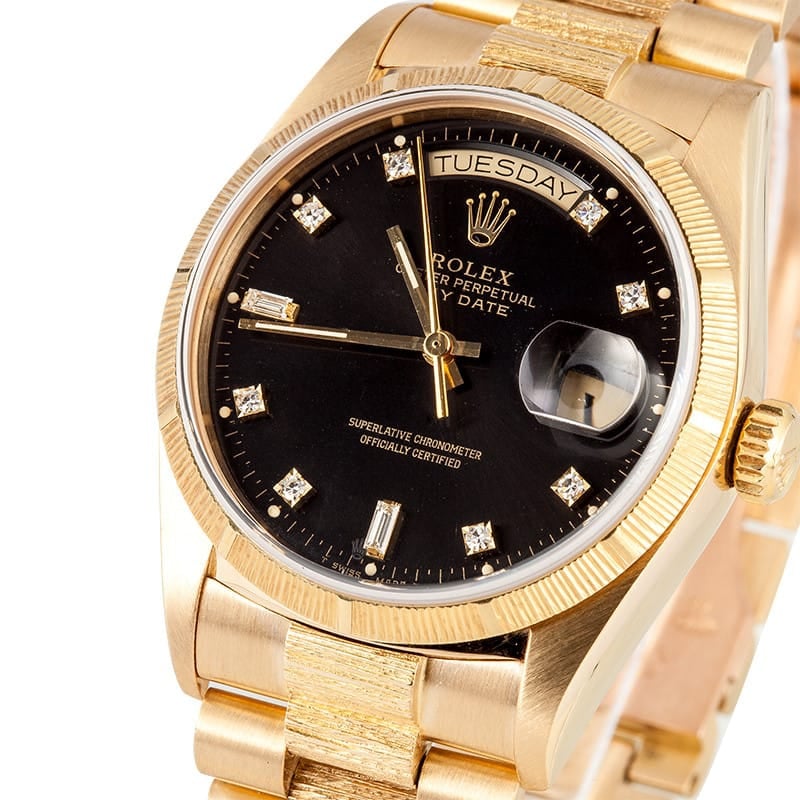 Rolex President Bark Finish Diamond Dial