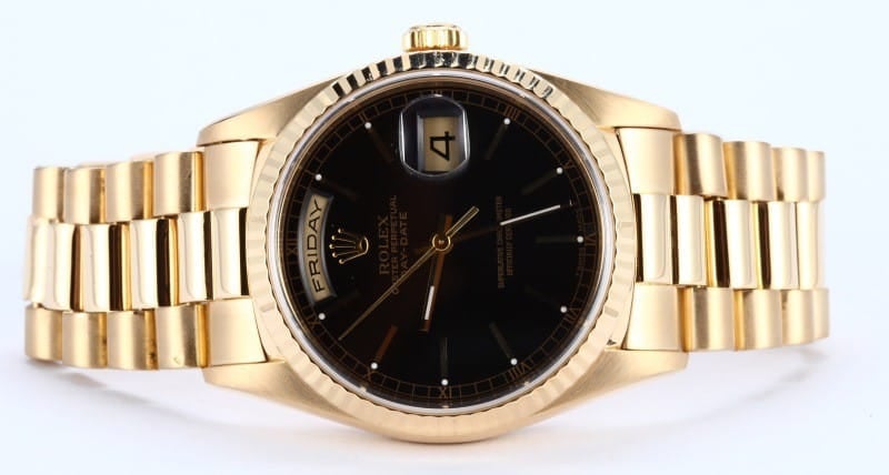 Rolex President Gold Day Date 18238 Black Index