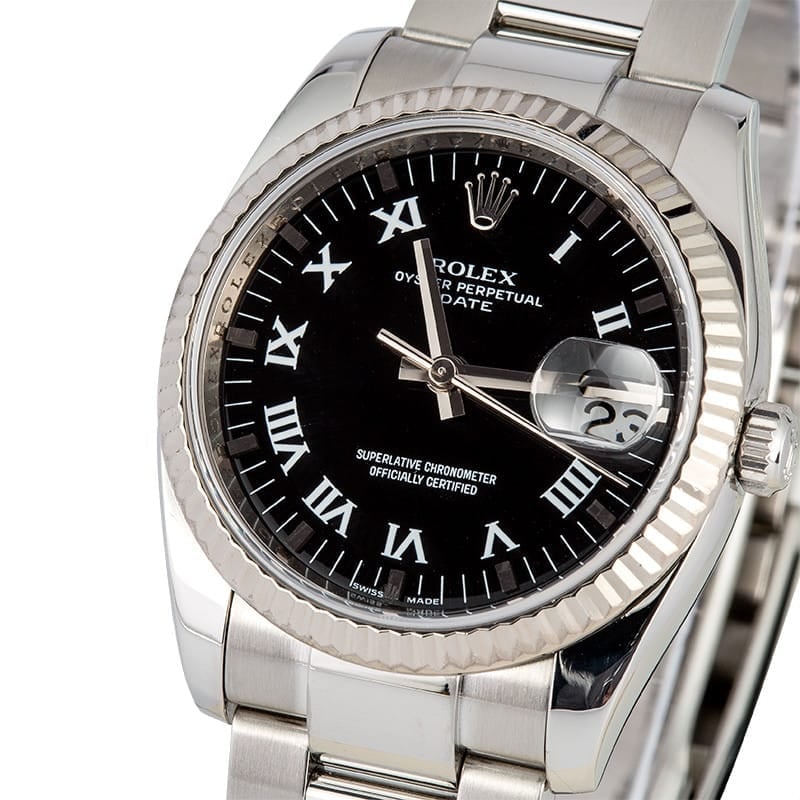 Used Rolex Date Reference 115234 with Black Dial