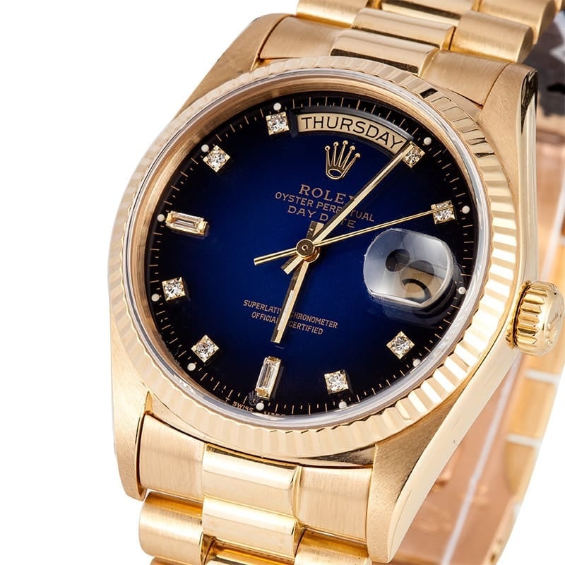 Blue Vignette Diamond Rolex President 18038