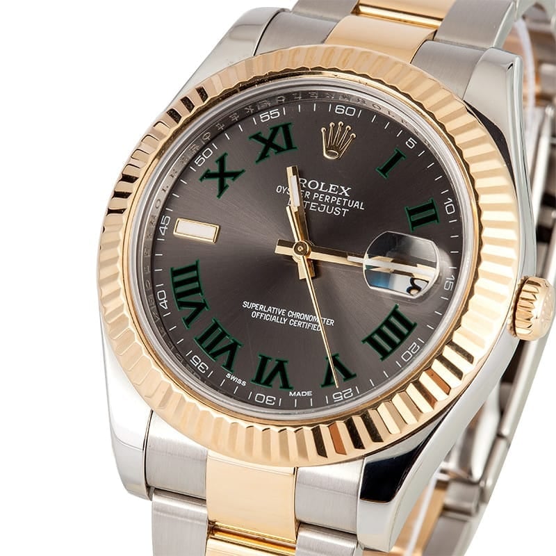 Rolex Datejust II 116333 Green Roman Numerals