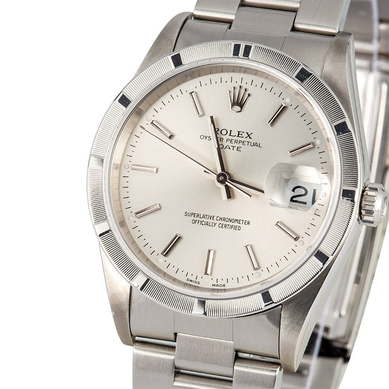 Rolex Date 15210 Silver Index Dial