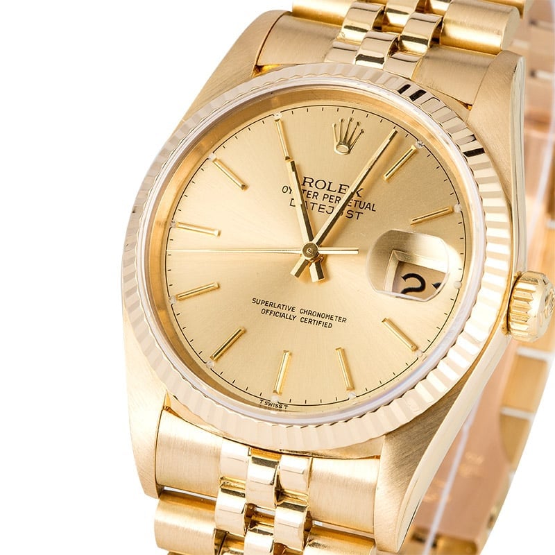 Rolex Datejust 16018 Yellow Gold Certified Pre-Owned