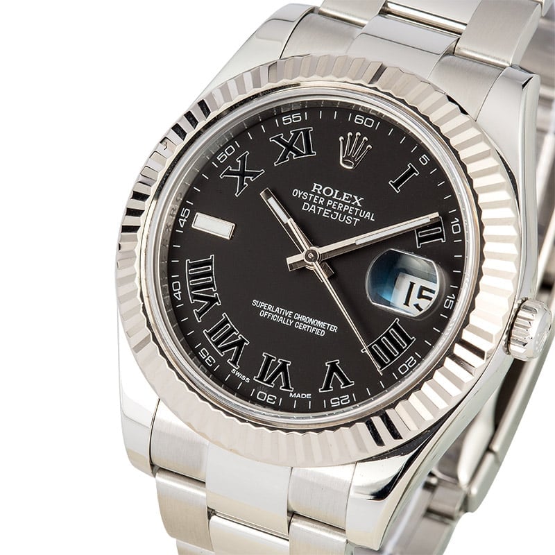 Datejust II Rolex 116334 Black Roman 100% Authentic