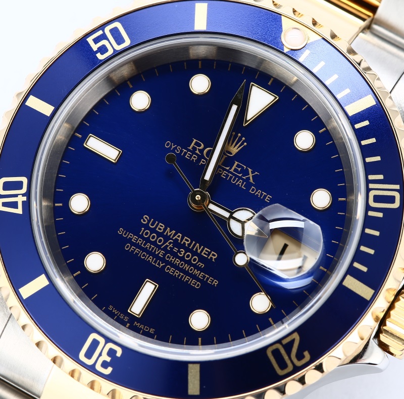Rolex Steel and Gold Submariner 16613 Blue Dial