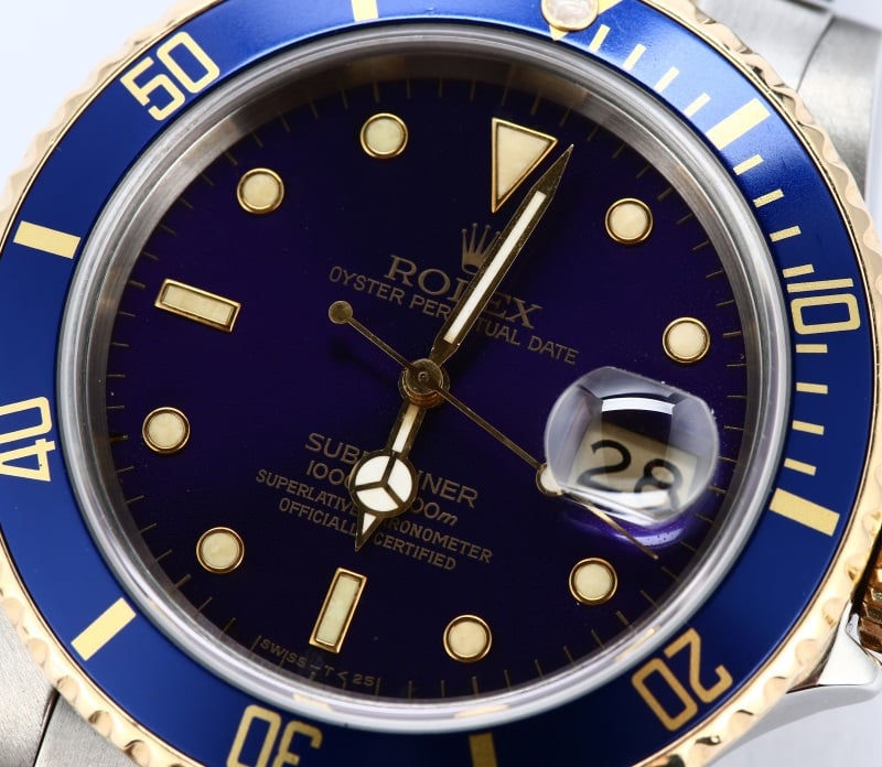 Two Tone Rolex Submariner 16803 Blue Bezel