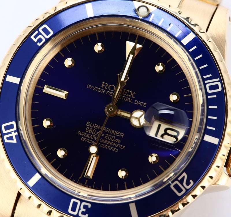 Rolex Vintage Gold Submariner 1680 Blue