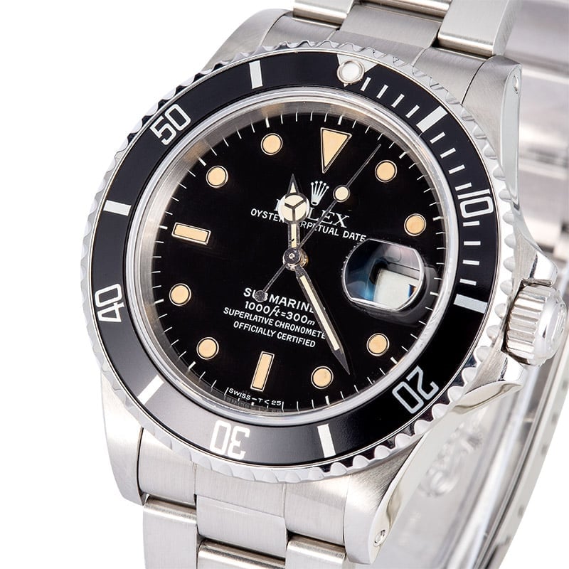 Black Rolex Submariner 168000 Stainless Steel