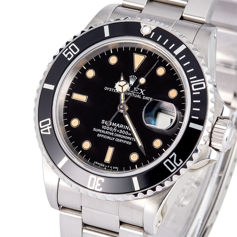 Black Rolex Submariner 168000 Stainless Steel