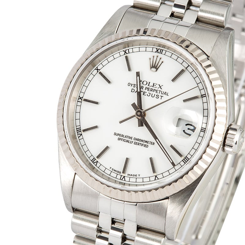 Rolex Steel Datejust 16234 White Dial