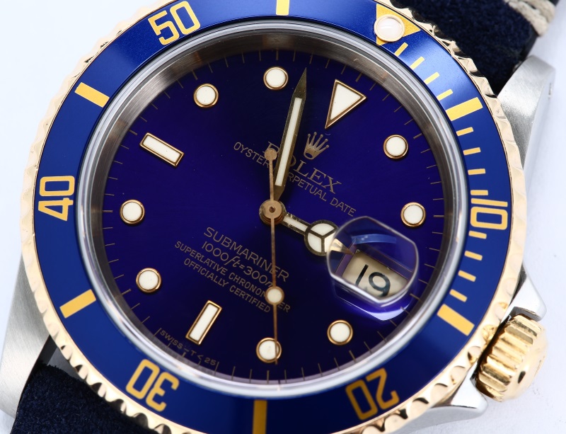 Rolex Submariner Two Tone 16613 Leather Strap