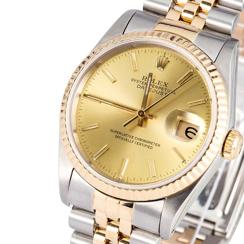 Two-Tone Rolex Datejust 16233 Champagne Dial