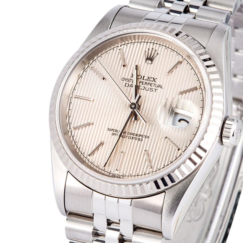 Rolex Datejust 16234 Silver Tapestry Dial