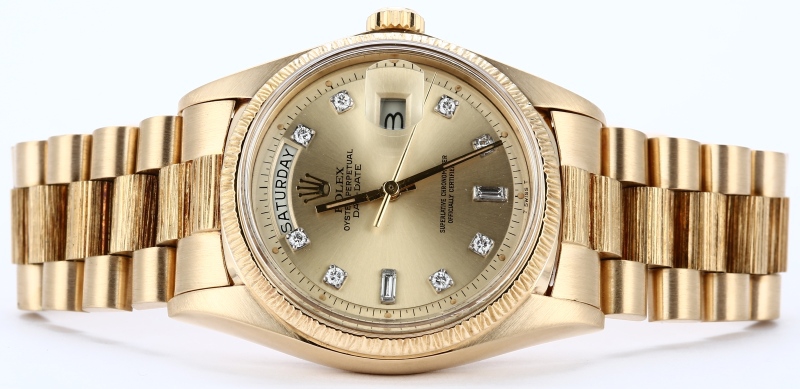 Rolex President Bark Finish 1807 Diamond Dial