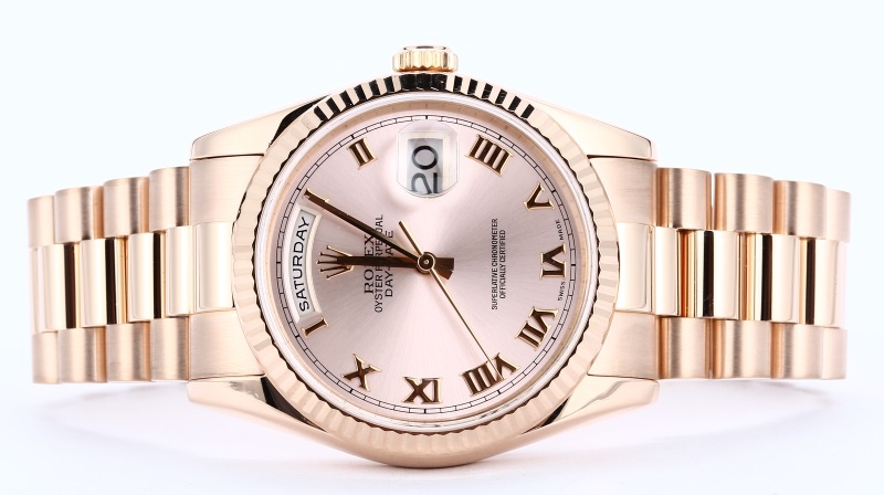 Pre-owned Mens Rolex President 18k Rose Gold 118235