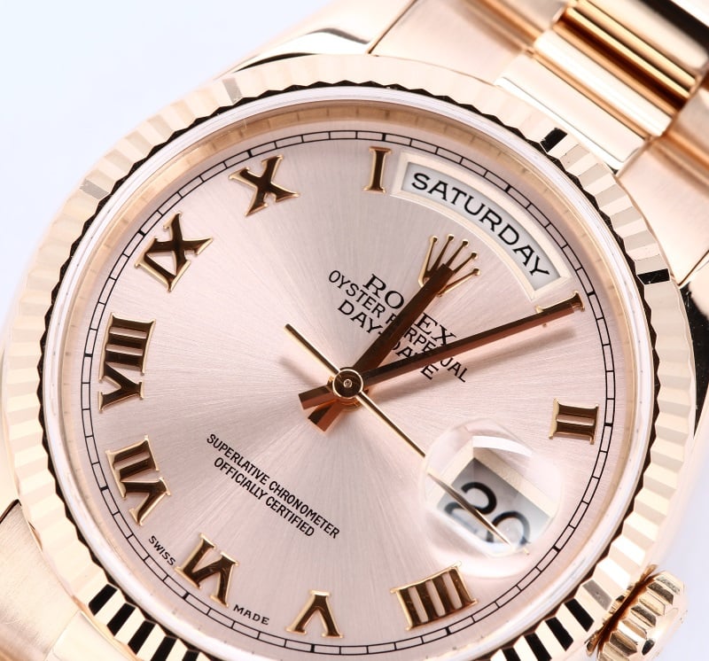 Pre-owned Mens Rolex President 18k Rose Gold 118235