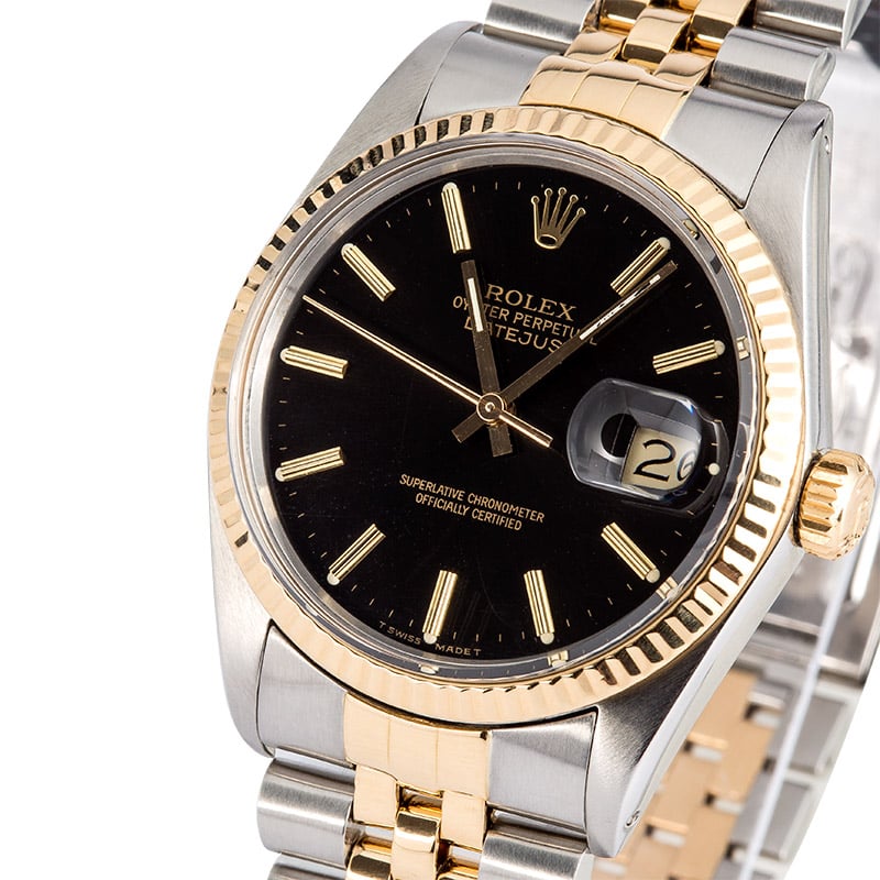 Rolex Black Datejust 16013 Two-Tone