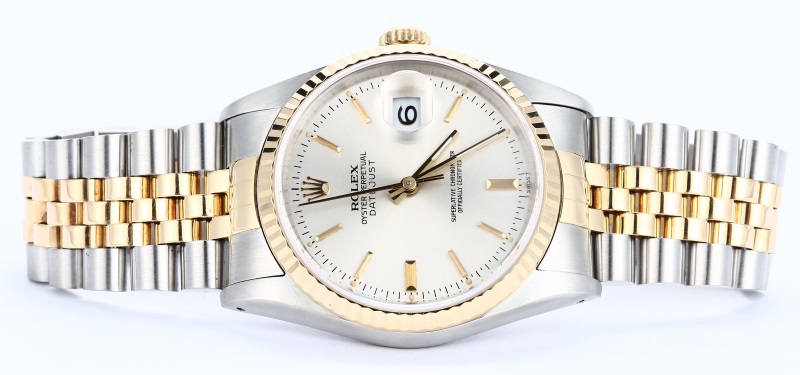 Two-Tone Rolex Datejust 16233 Silver Dial