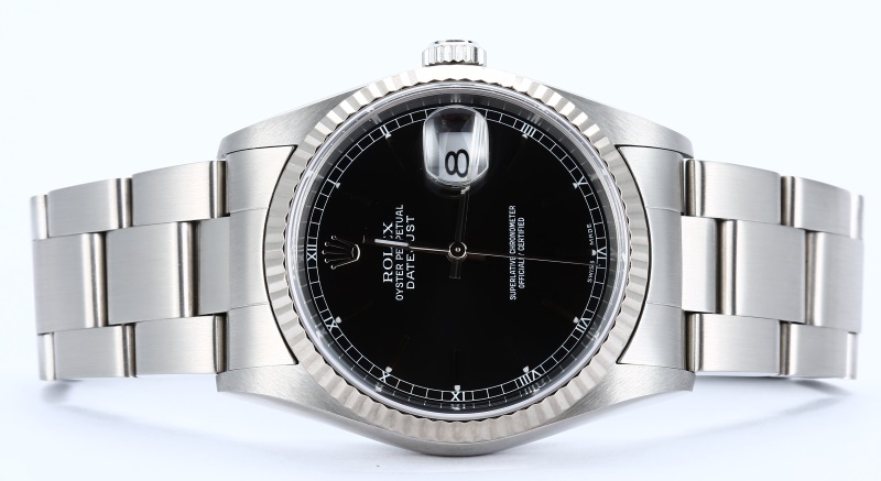 Rolex Datejust Black Dial 16234 White Gold Bezel