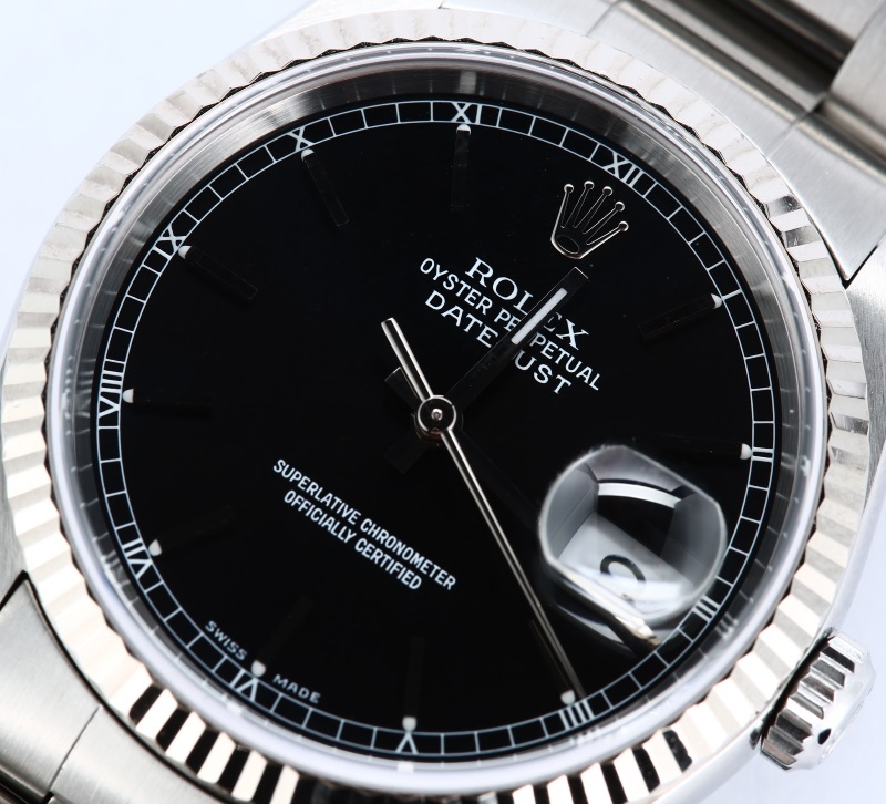 Rolex Datejust Black Dial 16234 White Gold Bezel