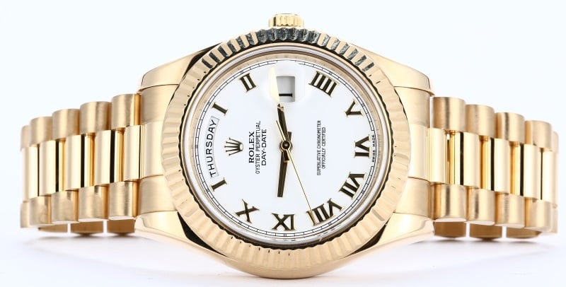 Rolex Day-Date II 218238 White Roman 41MM