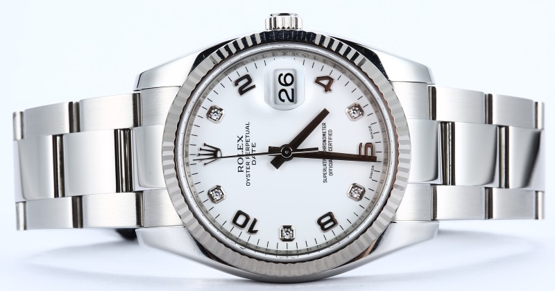 Rolex Date 115234 White Diamonds