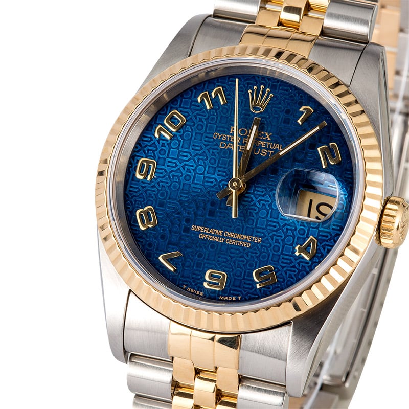 Datejust Rolex 16233 Blue Arabic Dial